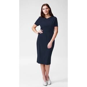 Universal Standard Navy Blue Asymmetric V Neck Jersey Sheath Dress NWT XS 10/12